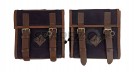 For Royal Enfield Bear 650 Canvas and Leather Pannier Bags Black With Saddle Stays - SPAREZO